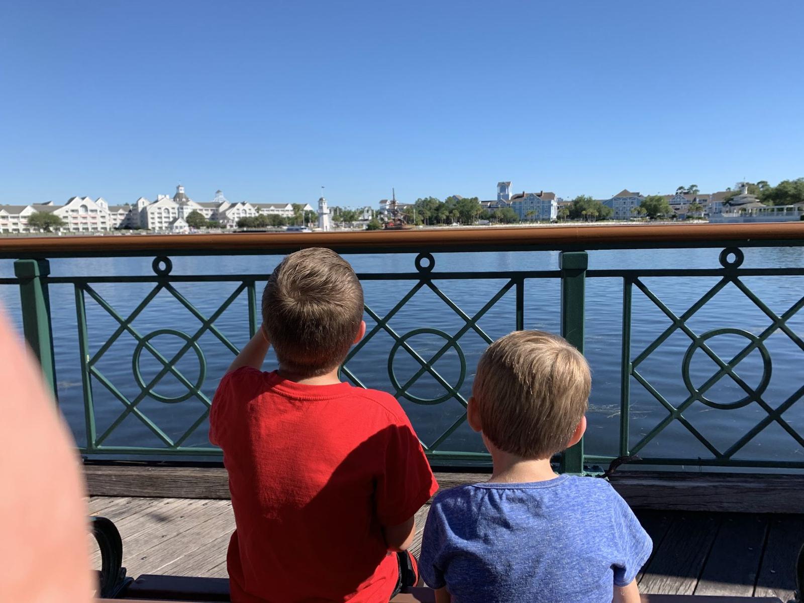 Two of our boys looking out over Crescent Lake